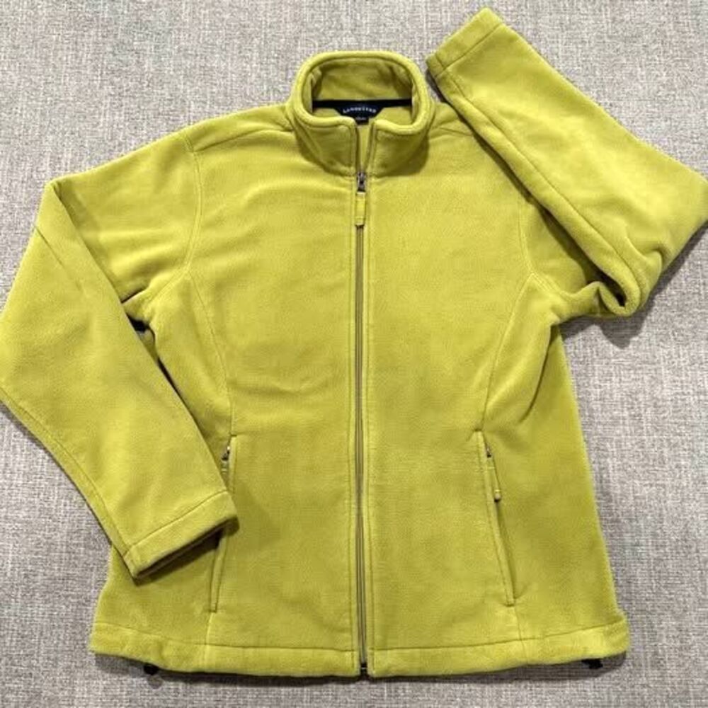 Lands End Women’s SMALL Heavy Weight Fleece Jacket Spring Peridot Chartreuse